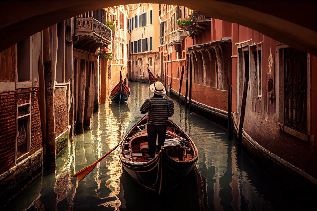 canal-travel-by-gondolier-famous-italian-city-generative-ai